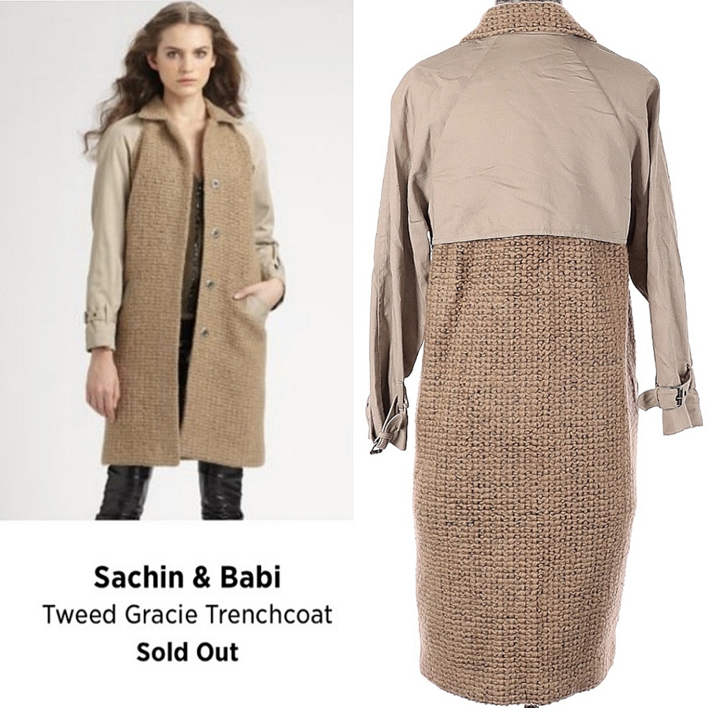 Sachin Babi Gracie Tweed Trench Coat XS
